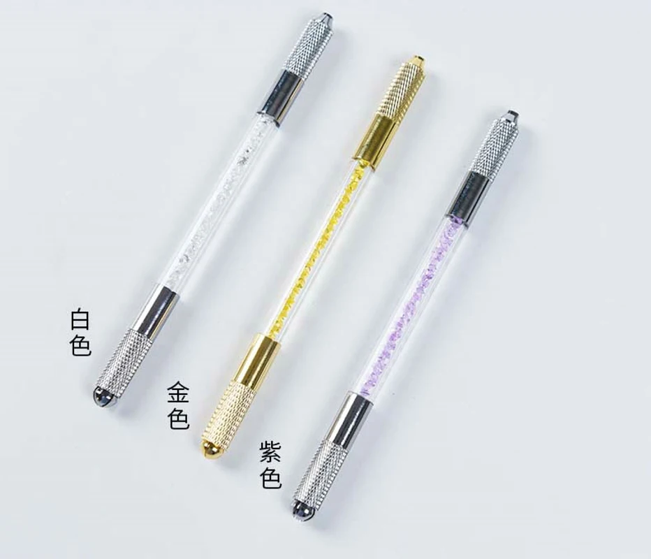 Semi Permanent Double Crystal Embroidered Pen Handmade Fog Pens Loaded Needle Blade Round Needles Knife Hand Tattoo Embroidery