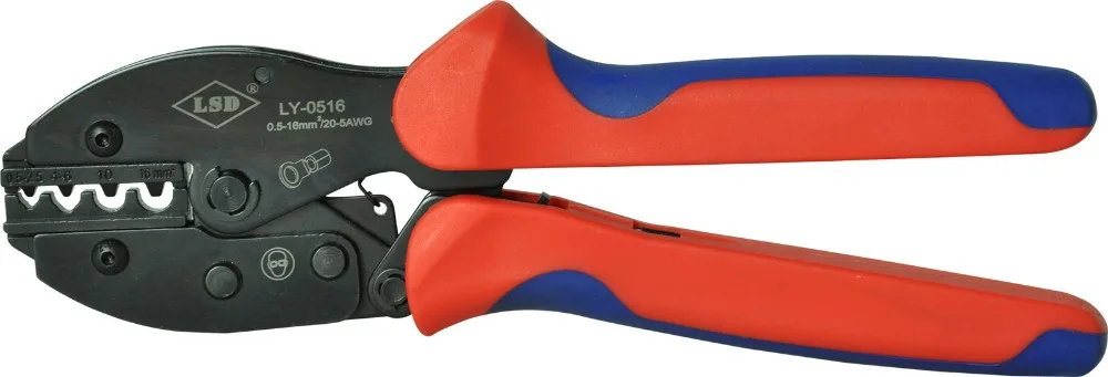 Cable lug crimping tools 0.5-16mm2,ratchet non-insulated terminal crimping pliers LY-0516