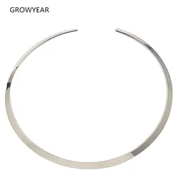 Neck Collar Necklace Jewelry Stainless Steel Open Round Torques Necklaces Silver Color Women Apparel Accessories Bohemian Short