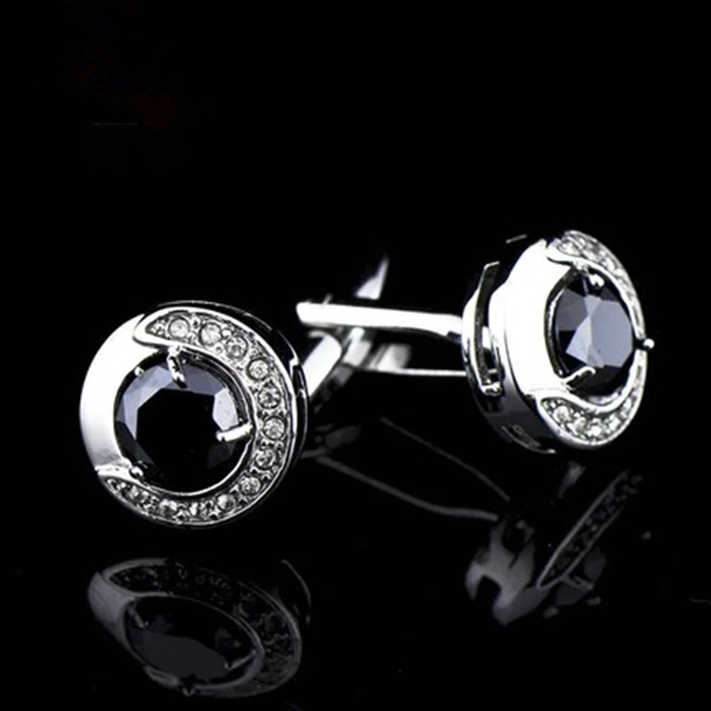 Jewelry french shirt cufflink for mens God\'s Eye Black crystal Cuffs link Button male High Quality Luxury Wedding abotoaduras