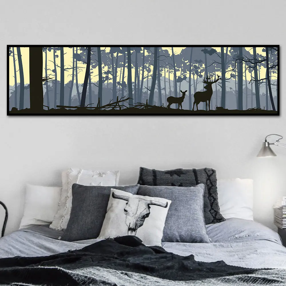 

Elegant Poetry Elk Deer Landscape Canvas Shadow Banner Simple Canvas Painting Art Print Poster Wall Paintings Modern Wall Decor