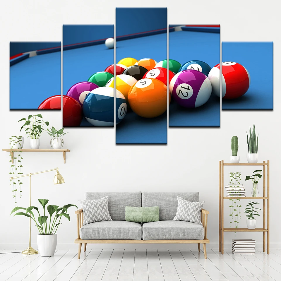 Canvas Painting Pool table sport 5 Pieces Wall Art Painting Modular Wallpapers Poster Print for living room Home Decor