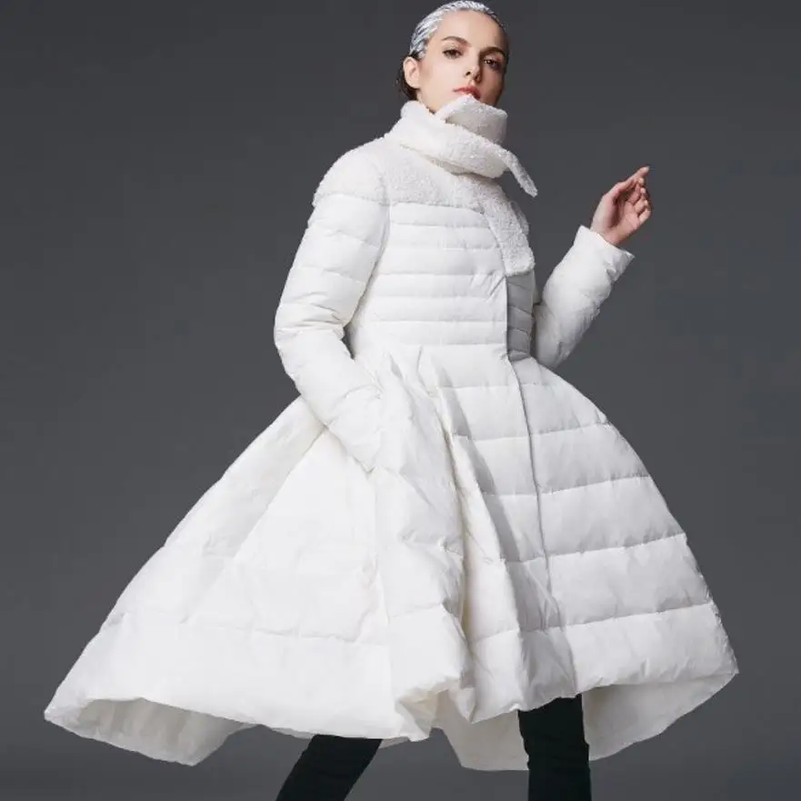 New Fashion Winter Women\'s Skirt Down Jacket big swing White  Coat