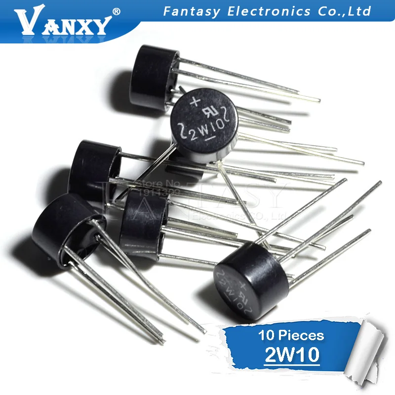 10PCS 2W10 2A 1000V 2W04 2W06 2W08 DIP-4 DIP4 bridge rectifier new and original IC