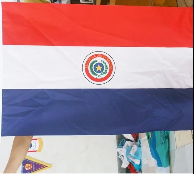 Fee shipping  90x150cm Paraguay flag 3x5 Feet Super Poly football FLAG Indoor Outdoor Polyester Flag