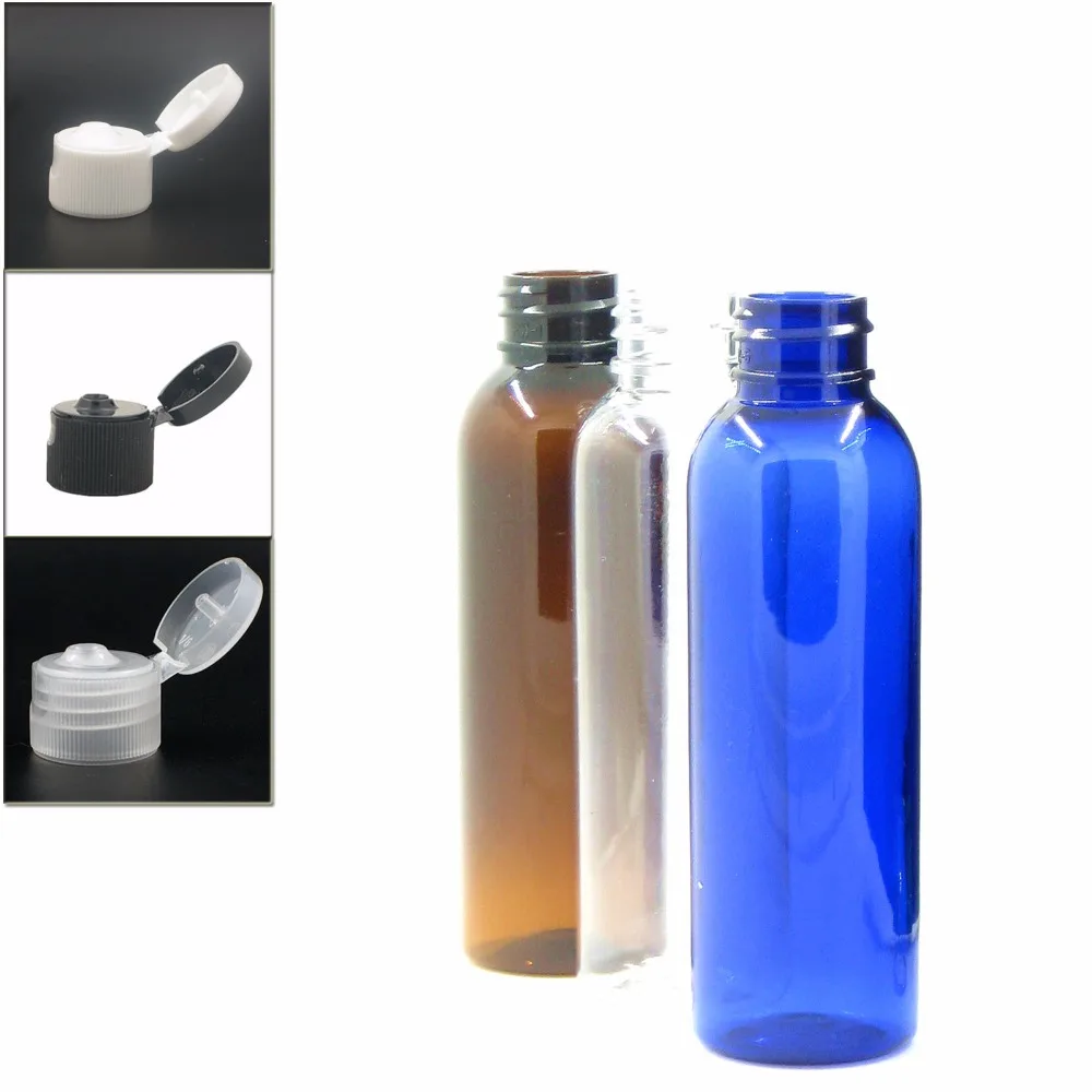 Bouteille ronde vide en plastique transparent pour animaux de compagnie avec bouchon à bec rabattable, échantillon de voyage, 1oz, 2oz, 30ml, 50ml, 60 ml, 100 ml, 120 ml, 150 ml, 200 ml, 250 ml, 300 ml, 500ml