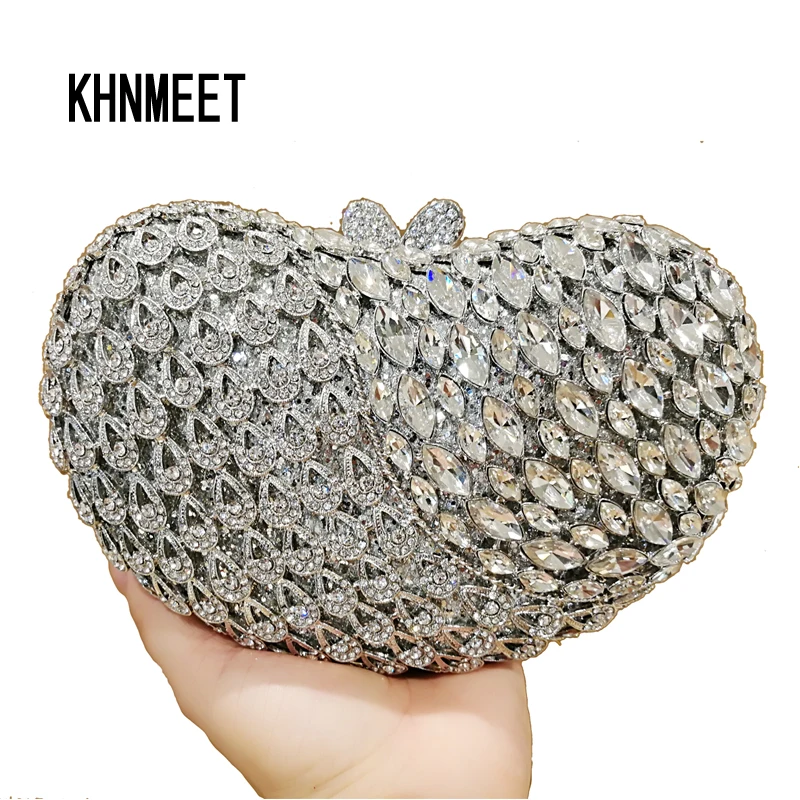 Gold Silver crystal diamond clutch party prom purse bride wedding female prom bag pochette evening bag Day Clutch bags sc563