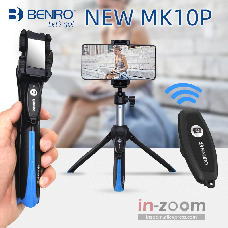 BENRO MK10P Handheld Extendable Mini Tripod Selfie Stick with Remote for & Brand MK10II