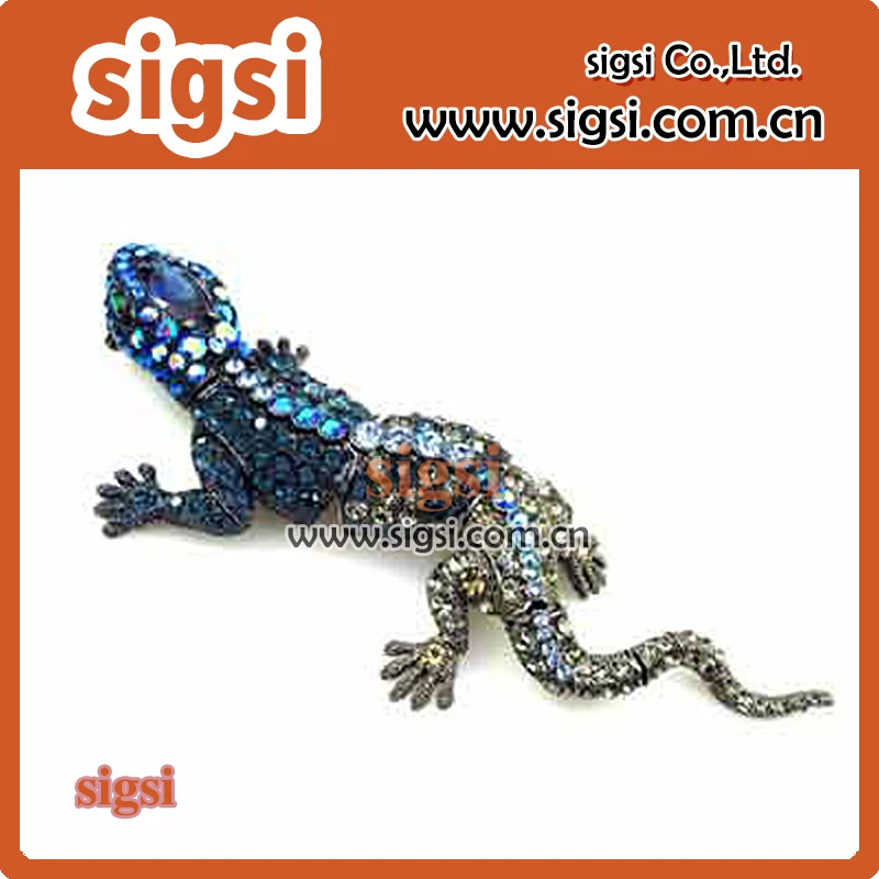 

Animal metal acrylic wholesale decorative rhinestone lizard animal brooch pin