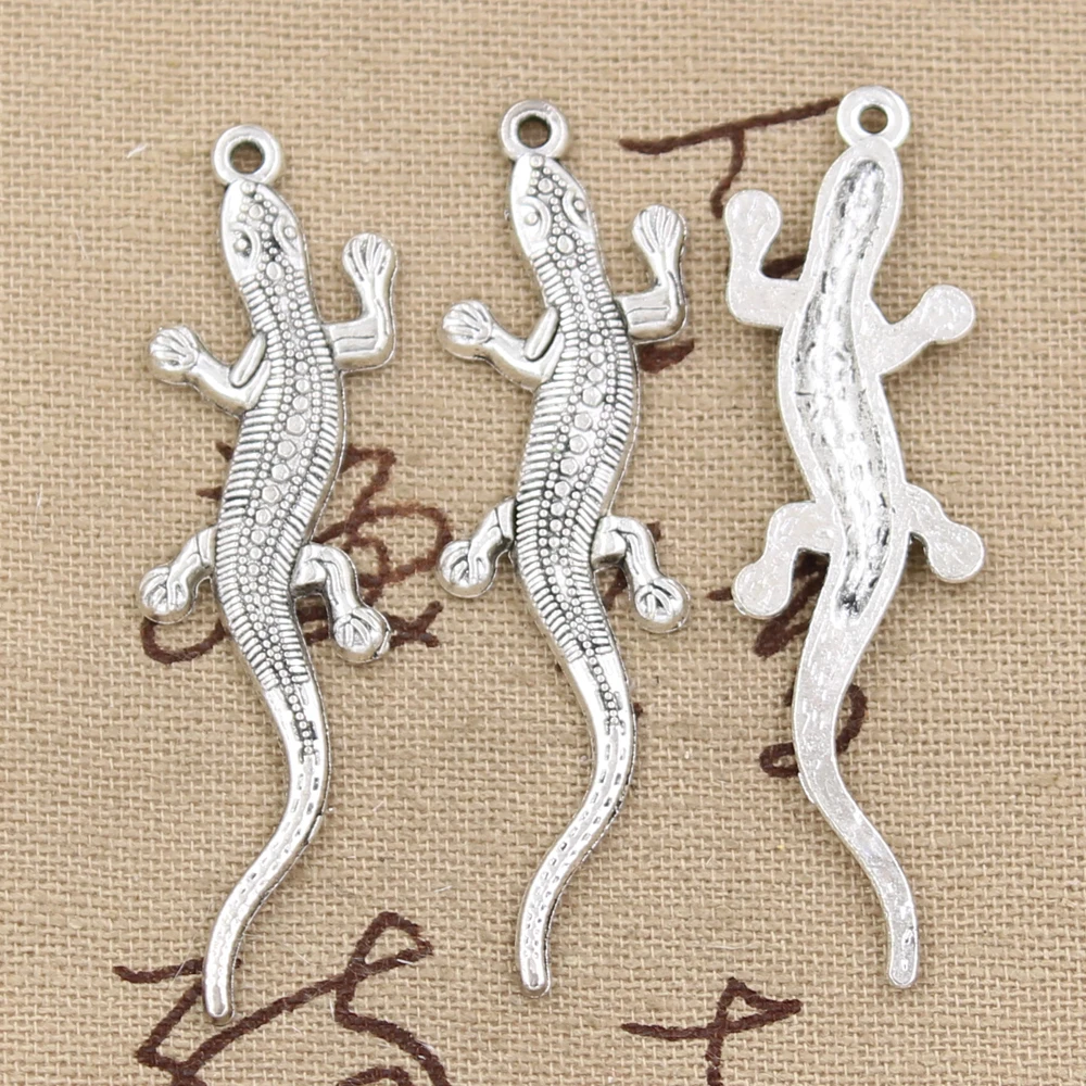 8pcs Charms Gecko Lizard 56x15mm Antique Making Pendant fit,Vintage Tibetan Bronze Silver color,DIY Handmade Jewelry