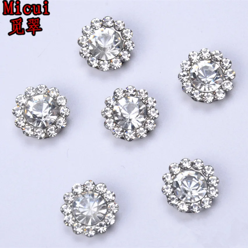 Micui 20PCS 12mm Claw Cup Rhinestones Strass Shiny Crystals Glass Stones silvery Base Sew on Rhinestones For Clothes MC684