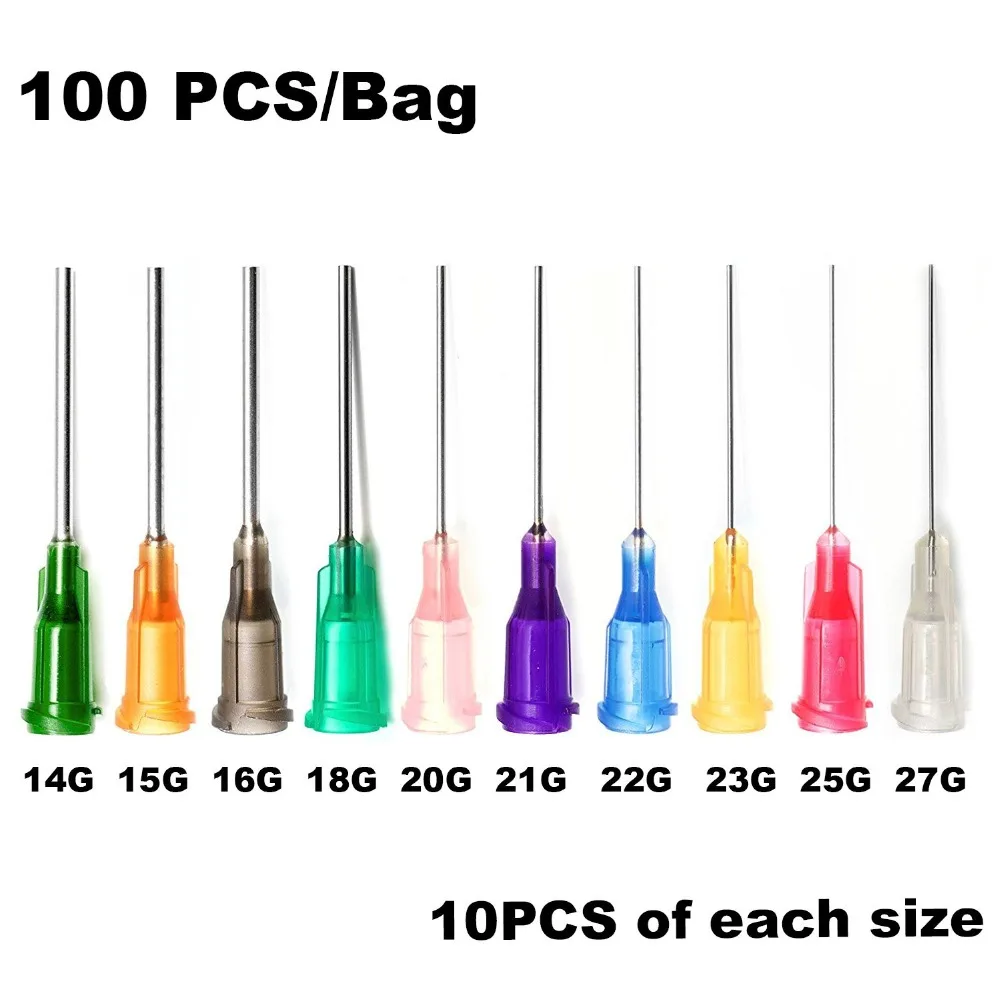 Spritzen-Dosier-Nadeln mit Luer-Lock 14G 15G 16G 18G 20G 21G 22G 23G 25G 27G Stumpfe Spitze X 0,5'' (0,5 Zoll Länge), 100 Stück – Detail 1