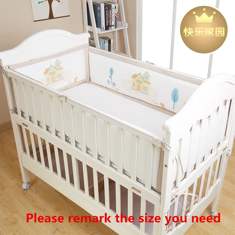 3D Mesh Fabric Breathable 4pcs Baby Bedding Bumpers Crib Protector Cushion Cotton Filling Baby Crib Bumpers Set for 4 seasons