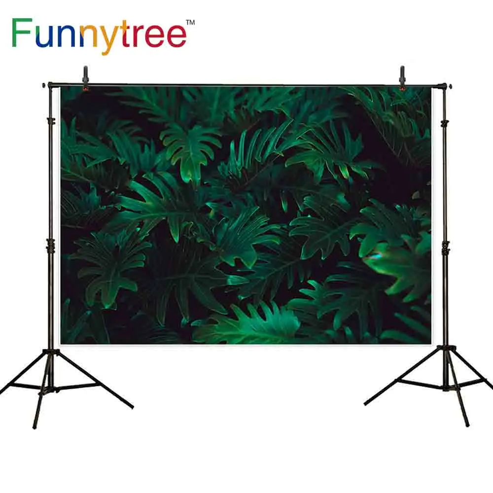 Funnytree backdrops photocall tropical green screen leaves nature summer birthday Jungle party theme background for photo