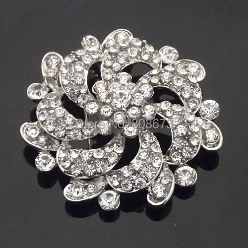 

Wholesale Cheap!!Vintage Fashion Rhodium Tone Bling Clear Crystals Wedding Bridal Bouquet Pin Brooch