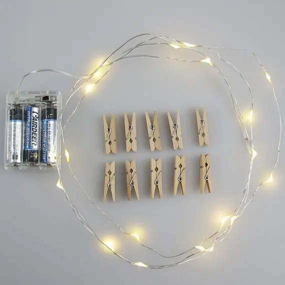 LED Micro String Light with wooden photo clips for Wedding party Christmas Decor Home Decoration photo dispaly fairy Lights