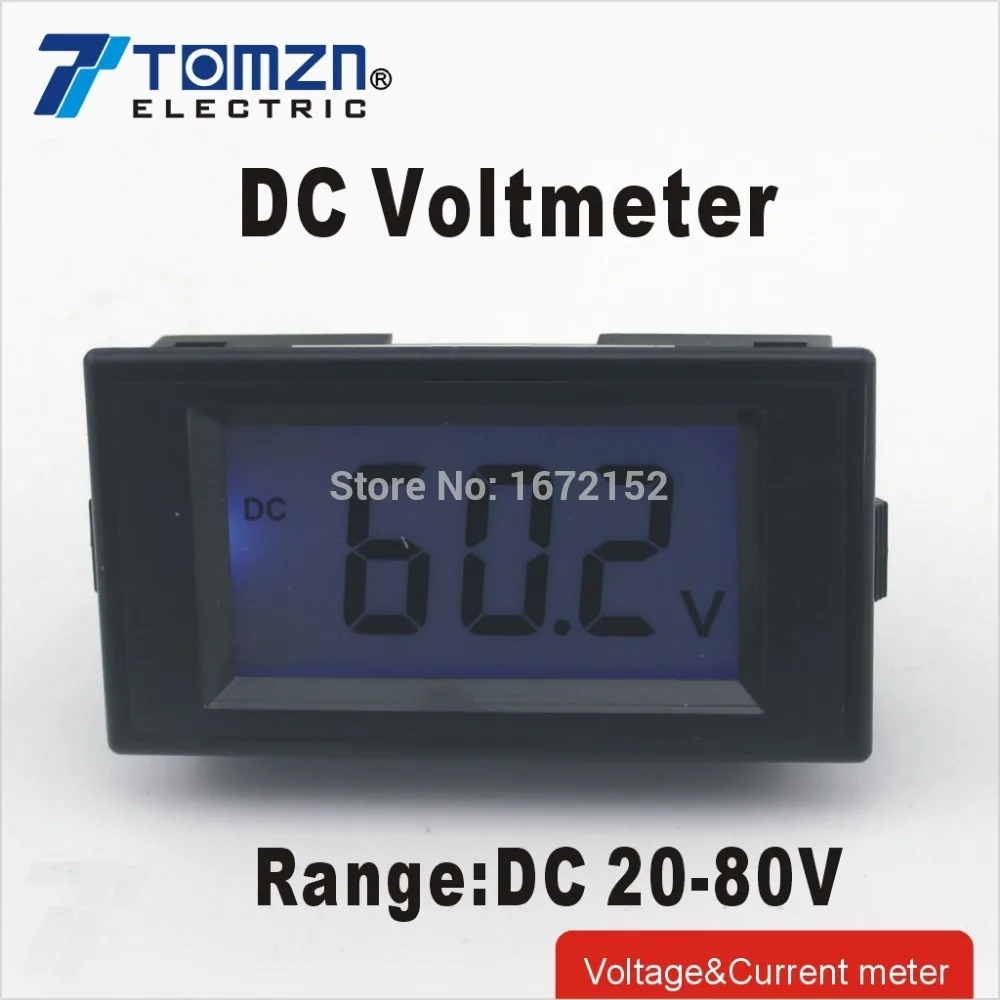 LCD Digital Panel Voltmeter DC 20-80V Blue backlingt DC Monitor voltage meter