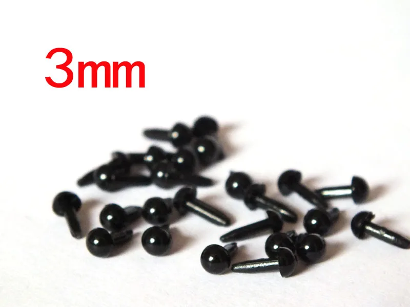 100pcs/lot 3mm round full black color safety eyes fit diy doll