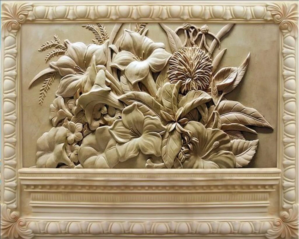 

Beibehang 3D Photo Wallpapers European Floral Relief Murals Bedroom Living Room TV Background Wallpaper wall papers home decor