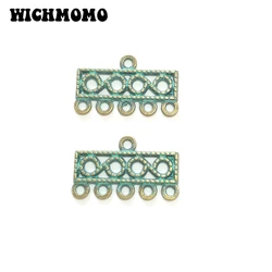 New 10PCS 25MM Vintage Retro Patina Plated Zinc Alloy Green Charms Connector Linker for DIY Jewelry Earring Accessories