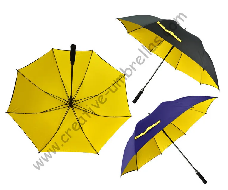 

Free shipping by EMS 3pcs/lot golf umbrella visible double layers fabric fiberglass frame,auto open Pongee,anti static