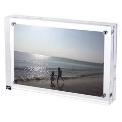 Free Standing Double Sided Display, Clear Acrylic Perspex Magnet Photo Block Frames, PF003