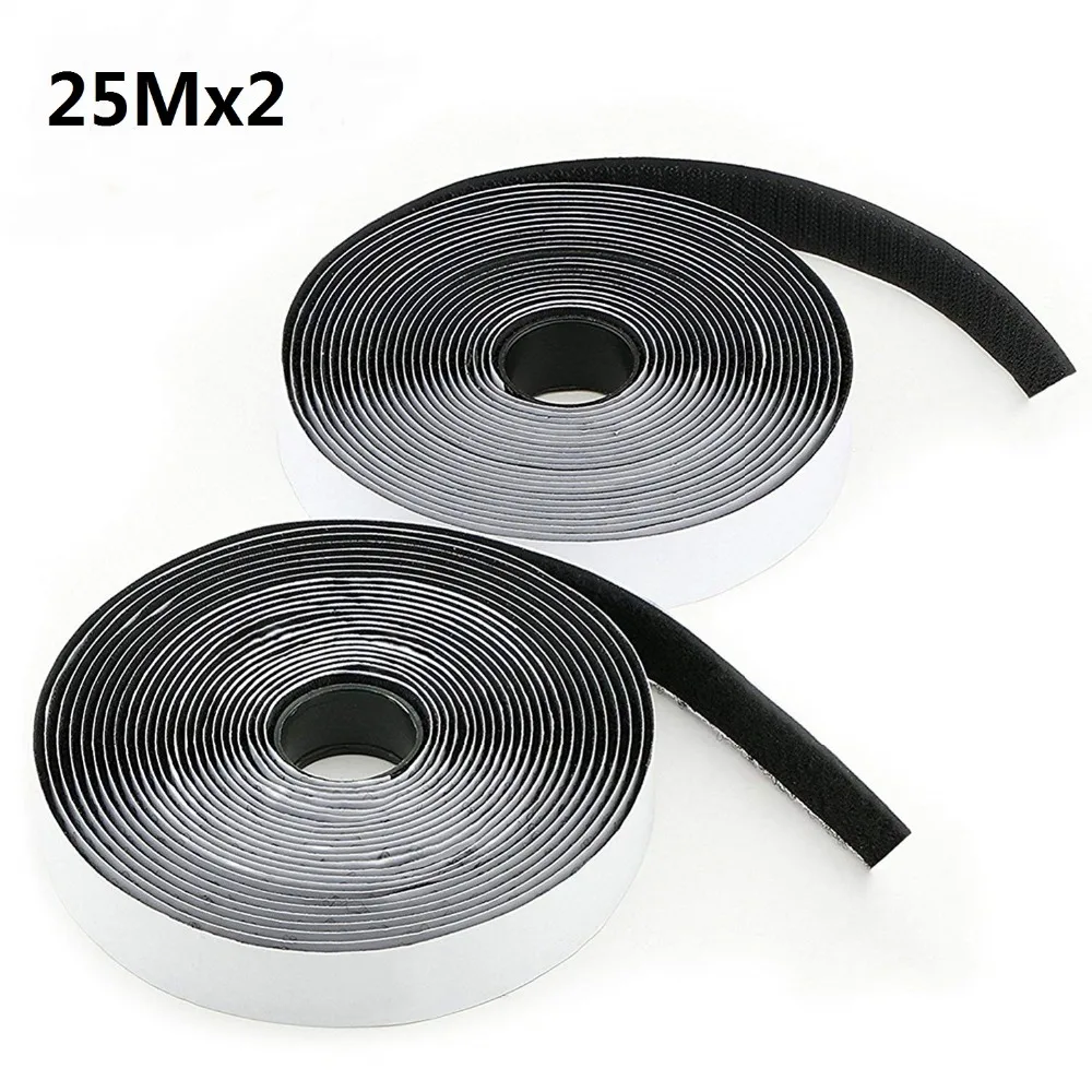 

25M*2 Hook and Loop Fastener Tape, Self Adhesive Sticky Tape, Heavy Duty Hook Loop Tape Reusable Double Sided Sticky Tape