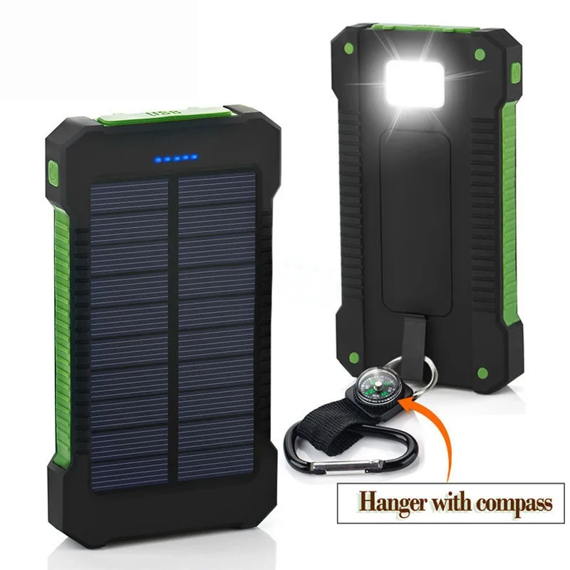 Waterproof solar alternative battery actual 20000mAh dual USB external polymer battery charger outdoor bulb power bank