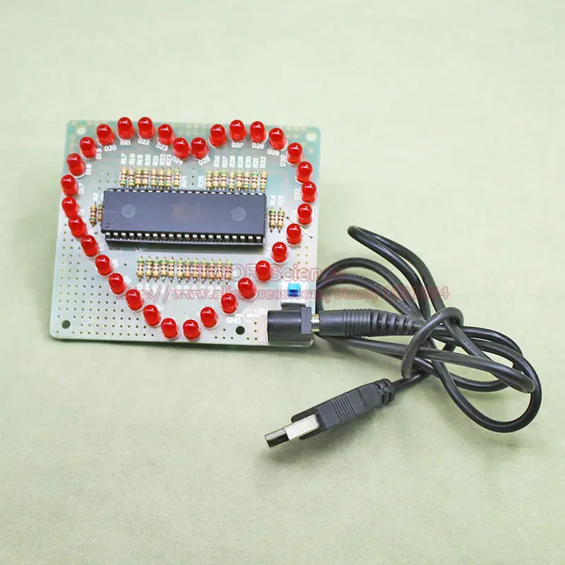 1sets/Lot Electronic Fun DIY Kit Heart Circulation Flashing Light 32 pcs Red LED For Beginners Mannual Welding