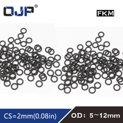 10PCS Fluorine rubber Ring Black FKM O ring Seal OD5/6/7/8/9/10/11/12*2mm Thickness Rubber O-Ring Seal Oil Ring Gaskets Washer