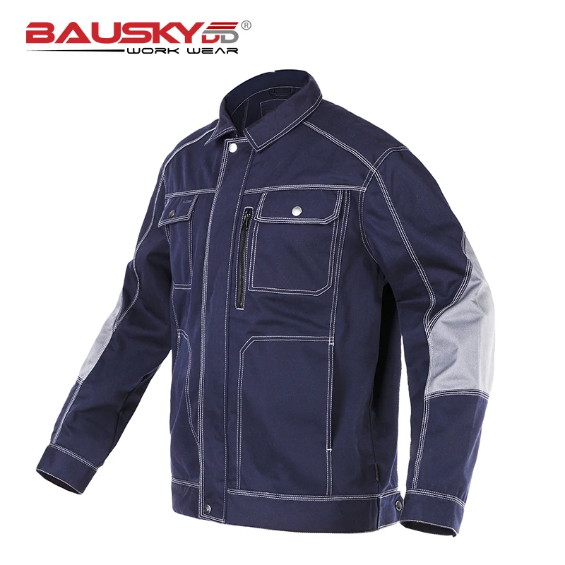 Bauskydd High quality durable Mens multi pocket dark blue work  jacket workwear mechanic construction Jacket men