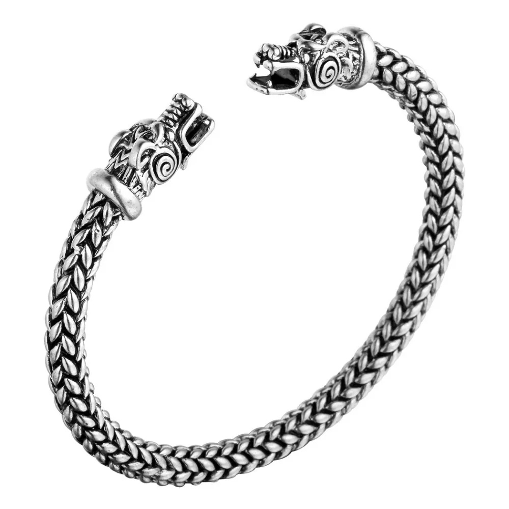 Retro Cuff Wolf Raven Dragon Snake Head Viking Bracelet Men Vikingos Jewelry Brazalete Vikingo Bangels Women Accessories