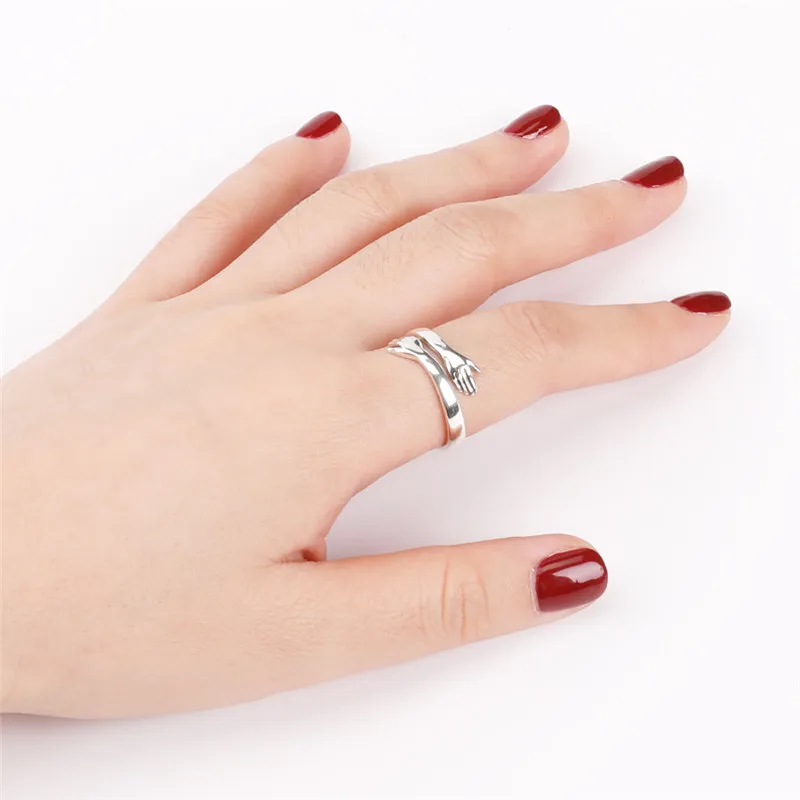 Tigrade Solide 925 Sterling Silber Arm Umarmung Offene Ringe für Frauen Männer Geschenk Sterling Silber Ring Resizable Einfache Mode Schmuck – Detail 9