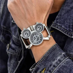 Oulm 1167 Mesh Steel Watch Three Time Zone Display Outdoor Sport Watches Men Luxury Brand Quartz Wristwatch relogio masculino