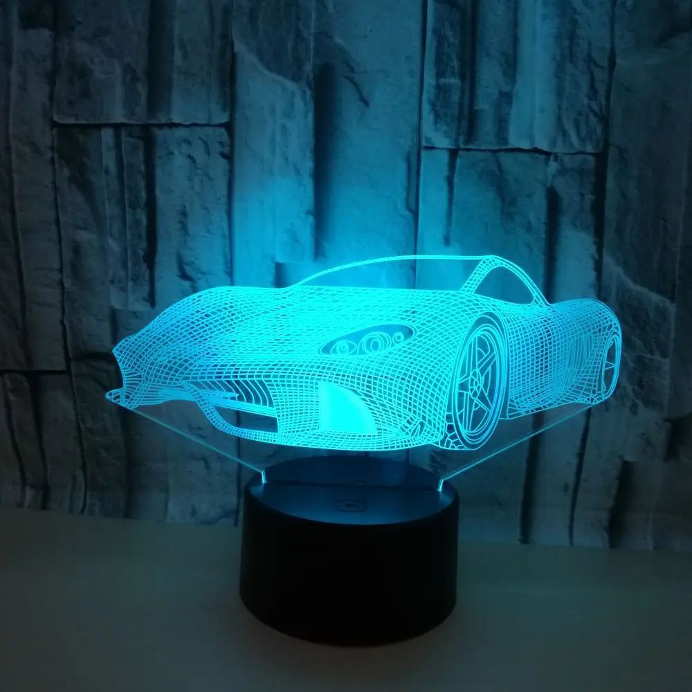 New Sports Car 3d Small Night Light Colorful Touch Usb Power Led Visual Kids Lights Lamps Led Usb Light