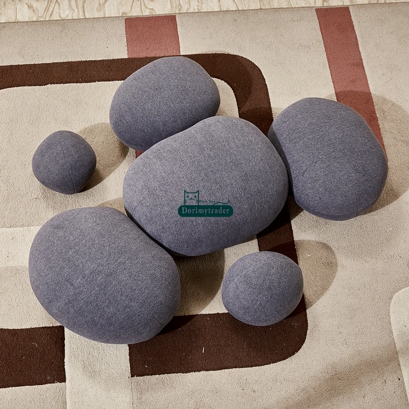 Dorimytrader 1 Set Simulation Stone Shape Plush Cushion Big Stuffed Soft Dark Grey Cobblestone Pillow Kids Play Doll DY60966