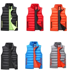 b 2024 New winter Autumn Sleeveless Jacket for Men Fashion Warm Male Winter Vest Light Plus Size Mens Down cotton Waistcoat