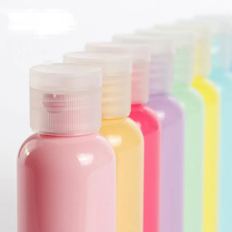 Bottiglie cosmetiche vuote da viaggio per shampoo macaron all'ingrosso da 50 ml Bottiglie cosmetiche con tappo facile color caramello
