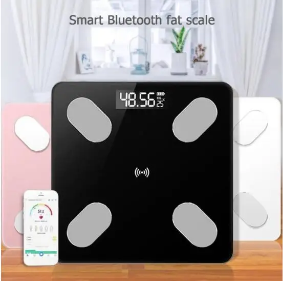 LCD Digital Body Index Fat Scale Electronic Smart Voice Bluetooth APP Electronic Scales for Apple/IOS Bathroom Household Balance