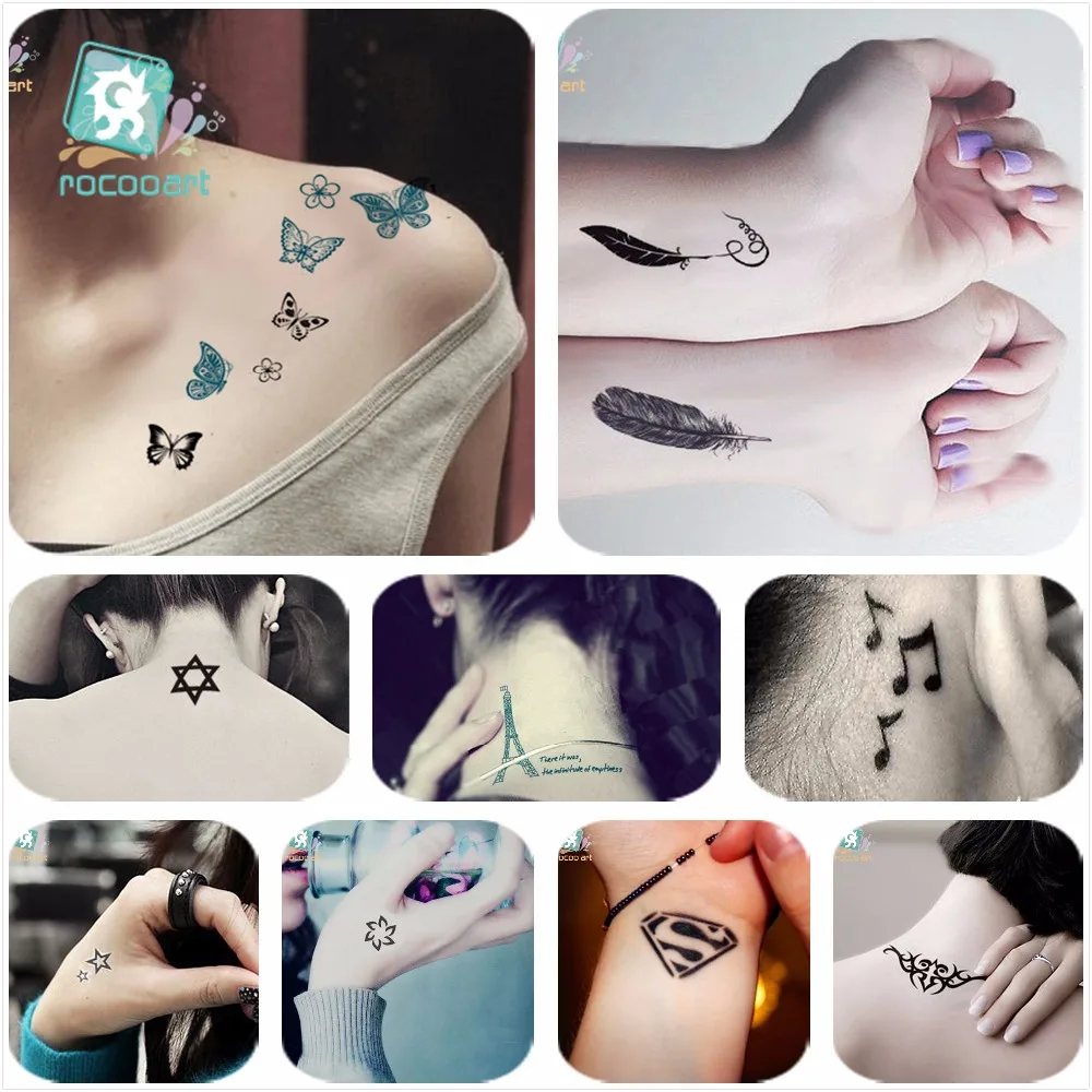 Mixed 25 Classical Small Tattoo Designs-  Arabic numerals Tower  Butterfly Tatoo Waterproof Fake Body Temporary Tattoos Sticker