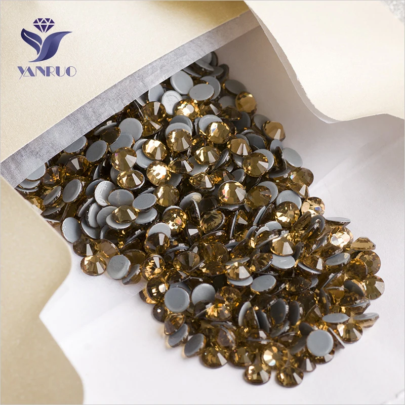 YANRUO 2058HF SS4-SS30 Light Colorado Topaz Strass Hot Fix Crystals Stones Flat Back Hotfix Rhinestone For Dress