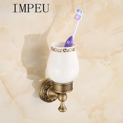 Bathroom Toothbrush Holder, Ceramic Single Cup, Organizer for Toothpaste Razor Holder for Bathroom & Kitchen, Antique Bronze