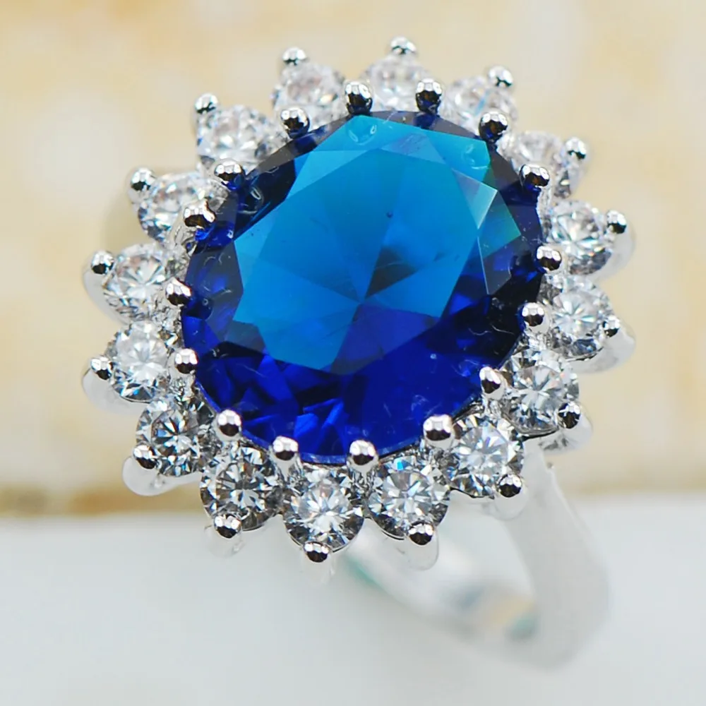 Blue Crystal Zircon 925 Sterling Silver Top Quality Fancy Jewelry wedding  Ring Size 5 6 7 8 9 10 11 F1175