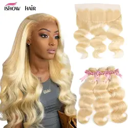 613 Bundles With Frontal Blonde Body Wave Bundles with Frontal Ishow Brazillian Human Hair 3 Bundles with Frontal Closure Remy