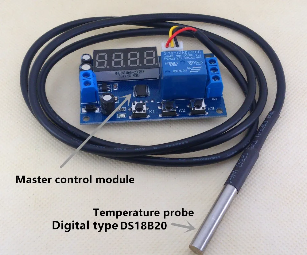 Temperatuur Controller DS18B20 Temperatuurregeling Template Temperatuur Schakelaar Digitale Elektronische Temperatuur Controller