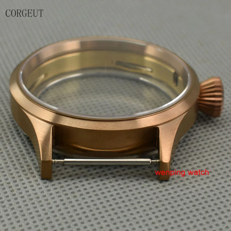 Corgeut 43mm Sapphire glass PVD NEW coffee color sterile steel case fit eta 6497 6498 ST36 movement mens watch P739