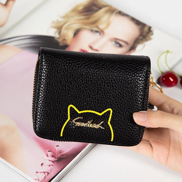 Cut Women e Cat Wallet Small Zipper Wallet PU Leather Women Coin Purse Female Card Holders Carteira Feminina Clutch wallet-15