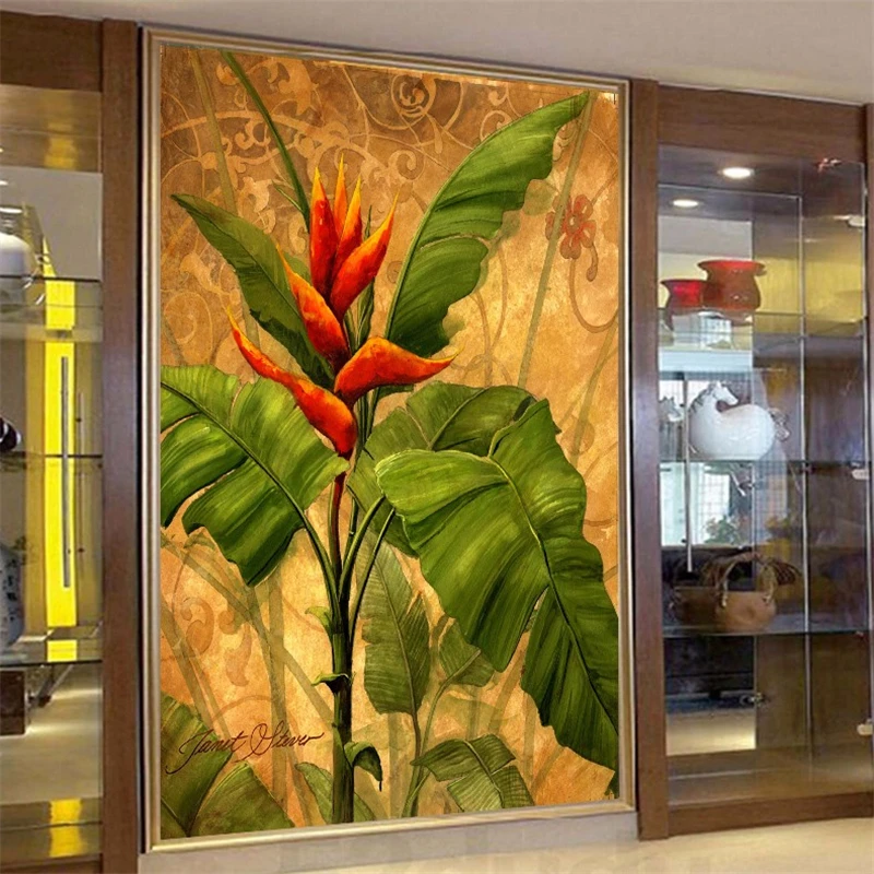 

beibehang photo wallpaper flash wall painting for living room Southeast Museum of banana trees yoga clubs wall papers home decor