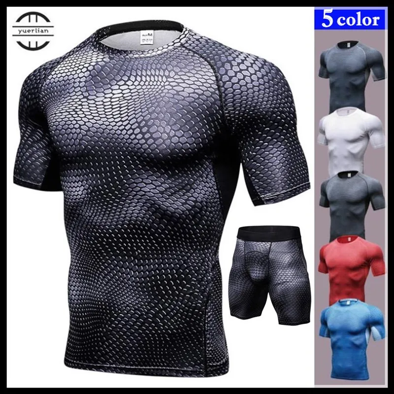 

100set Men Pro Shaper Compression Underwear Shorts 3D Tight T-shirt+Boxer,Elastic Quick-dry Wicking Sport Fitness Trainning Sets