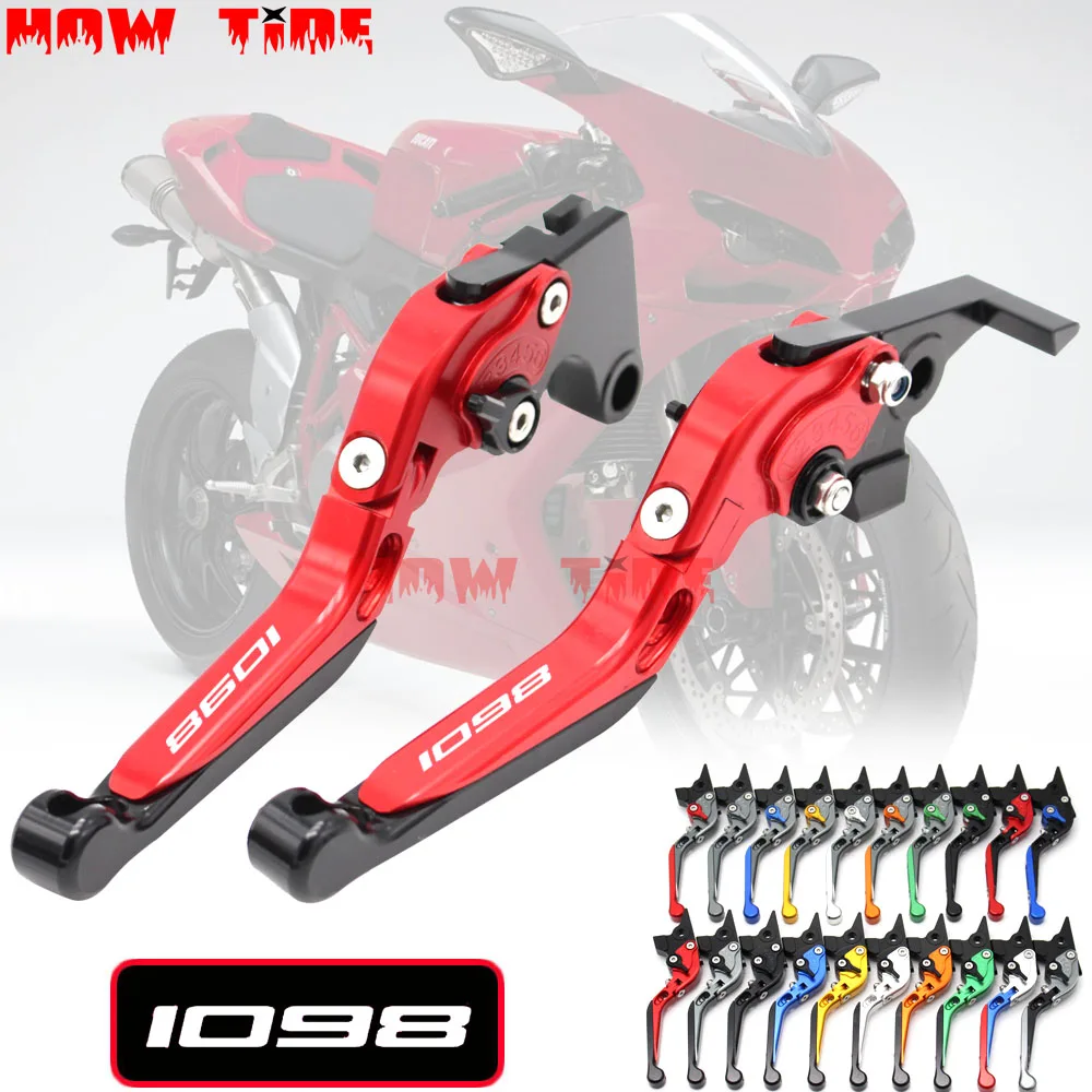 20 Colors New CNC Adjustable Foldable Extendable Motorbike Red Brakes Clutch Levers for Ducati 1098 S Tricolor 1098S 2007 2008